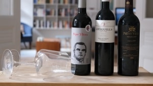 Tre vine fra Ribera del Duero: Pepe Yllera 2018, Laveguilla 2014 og Petit Vega 28 Meses 2015. Foto: Martin E. Seymour
