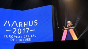 Rebecca Matthews - her til præsentationen af programmet for Aarhus 2017 - hædres med en særpris til Byens Bedste 2017. Foto: Kim Haugaard