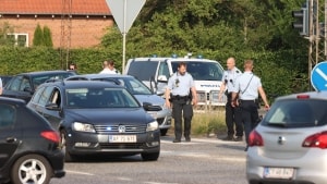 De sidste dage har stået på bearbejdning hos Østjyllands Politi, efter en 31-årig betjent fredag blev påkørt ved Åbyhøj. Foto: Presse-fotos.dk/Ritzau Scanpix