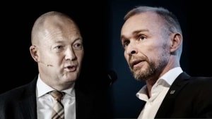 Jens Ejner Christensen (V) og Martin Sikær (S) er de to topkonkurrenter til borgmesterposten i Vejle, når vi skal til stemmeurnerne 16. november. Collage: Kristian Pahus