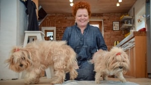 Bebe og Kaya vandt afstemningen om at blive Årets Hund. Her ses de sammen med mor Helle. De ville have haft guld-spænder i håret for at fejre dagen - men kom ved en fejl til at tage de røde spænder i stedet. Foto: Peter Friis Autzen
