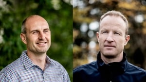 Kasper Glyngø (S) og Peter Sebastian Pedersen (V) er uenige om, hvorvidt der er basis for et gymnasium i Hedensted by. De vil dog begge to gerne arbejde for at tiltrække ungdomsuddannelser hertil. Arkivfoto