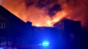 Den Gamle Banegård i Fredericia brændte natten til fredag. Foto: Presse-fotos.dk