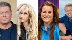 I tre programmer skal de fire værter - Peter Frödin, Sanne Salomonsen, Lise Baastrup og Pelle Emil Hebsgaard - sammensætte et underholdningsshow, som kommer til at være fyldt med alt fra musik og komik til dans og akrobatik. (PR-foto). Foto: TV 2/PR-foto/Free