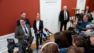 Danmarksdemokraterne styrkes med V-profilen Mads Fuglede og løsgænger Kim Edberg. Foto: Mads Claus Rasmussen/Ritzau Scanpix