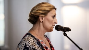 Folketingskandidat Birgitte Vind talte til partifællerne ved mandagens generalforsamling i Bygningen. Arkivfoto: Mette Mørk