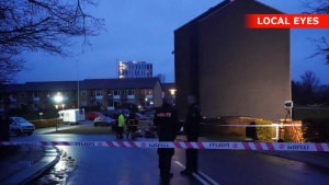 Branden fandt sted på Violvej i Kolding lørdag. Foto: Local Eyes