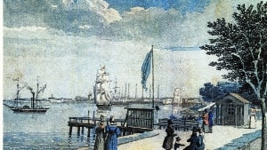 Karantænestationen Langelinie på en tegning fra 1833 af H.G.C. Holm