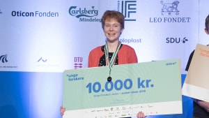 15-årige Emma Weiss Nielsen er til daglig elev på Erritsø Fællesskole afdeling Bygaden. Hu vandt både sin egen kategori (Life Science) og blev også samlet vinder af Unge Forskere Junior 2019. Foto: privat/