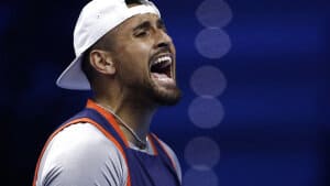 Nick Kyrgios, der er kendt som en underholdende og kontroversiel spiller, møder Holger Rune i København 24. maj næste år. (Arkivfoto). Foto: Guglielmo Mangiapane/Reuters