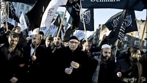 I et brev, omdelt i Aarhus V, opfordrer den muslimske organisation, Hizb ut-Tahrir, muslimer til at boykotte kommunalvalget tirsdag. Billedet er fra en Hizb ut-Tahrir-demonstration i København. Foto: Liselotte Sabroe/Scanpix