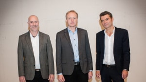 De tre hovedejere af Mobile Industrial Robots indtil salget i 2018: Fra venstre Søren Juul Jørgensen, stifter Niels Jul Jacobsen og direktør Thomas Visti.