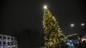 Klimakrise? Glem det. I december skal der være lys. Rigeligt med lys. Som her på Rådhuspladsen i Aarhus. Arkivfoto: Kim Haugaard