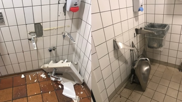 Amok på offentlige toiletter: Politiet jagter gerningsmænd bag groft hærvæk