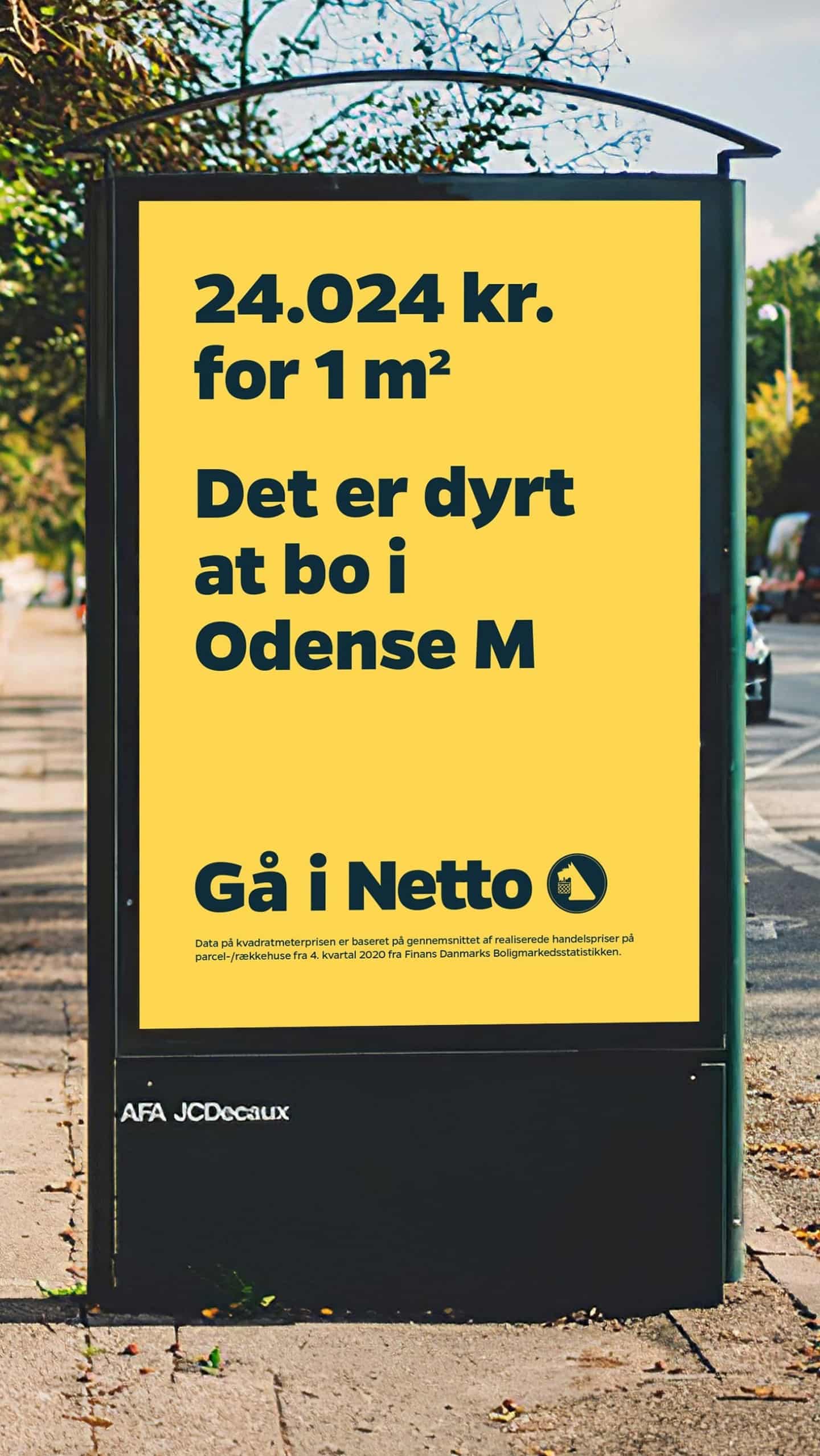 Kampagnehumor: Netto spiller på Odense Ms høje boligpriser