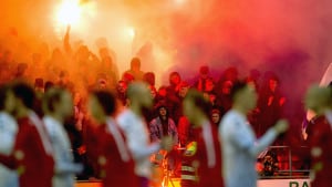 Da Kolding IF mødte FC Midtjylland i en pokalkamp i foråret 2019 var der også godt gang i pyroteknikken på Kolding Stadion. Arkivfoto: Yilmaz Polat