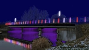 Sådan her forestiller kunstner Signe Klejs at broen over Gudenåen, kan komme til at se ud. Skitse: Signe Klejs