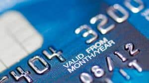 Closeup image of blue credit card