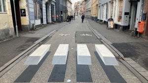 Det tredimensionelle fodgængerfelt i Mejlgade skal nu fjernes igen. Foto: Jakob Langkilde
