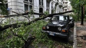 Det kraftige torden- og haglvejr væltede ind over Norditalien i starten af ugen. Foto: Piero Cruciatti/AFP/Ritzau Scanpix