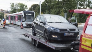 I torsdags gik det galt i krydset, da et letbanetog på vej op ad Nørrebrogade bragede ind i en bil på stedet. Foto: Jens Thaysen.