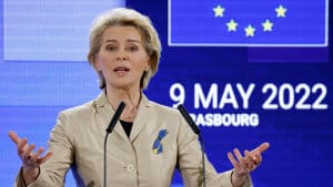 Mandag holdt kommissionsformand Ursula von der Leyen i anledning af Europadagen en tale, som af nogen i Danmark er blevet tolket således, at hun ville afskaffe vetoretten. Foto: Pool/Reuters
