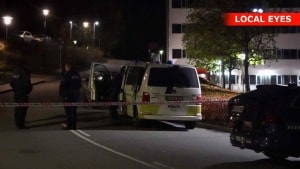 Politiet var søndag aften til stede ved sygehuset i Vejle. Foto: Local Eyes