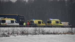 En spøgelsesbilist påkørte tirsdag morgen en personbil på Østjyske Motorvej E45. Foto: Presse-fotos.dk