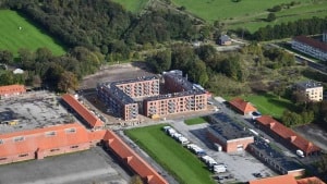 De 96 lejligheder i PFA-byggeriet på Randers Kaserne forventes at stå færdige i det tidlige forår 2020. PR-foto