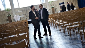 Borgmester Jacob Bundgaard og Anders Holch Povlsen mødtes blandt andet til kommunalt morgenmøde på rådhuset i Aarhus. Arkivfoto: Scanpix